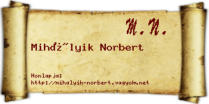 Mihályik Norbert névjegykártya