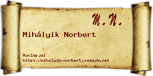 Mihályik Norbert névjegykártya