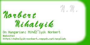 norbert mihalyik business card